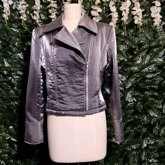 Georgiou Studio Size 6 Jacket Blazer Retro Vtg Style 80s Gray Italy Zip - Picture 1 of 6